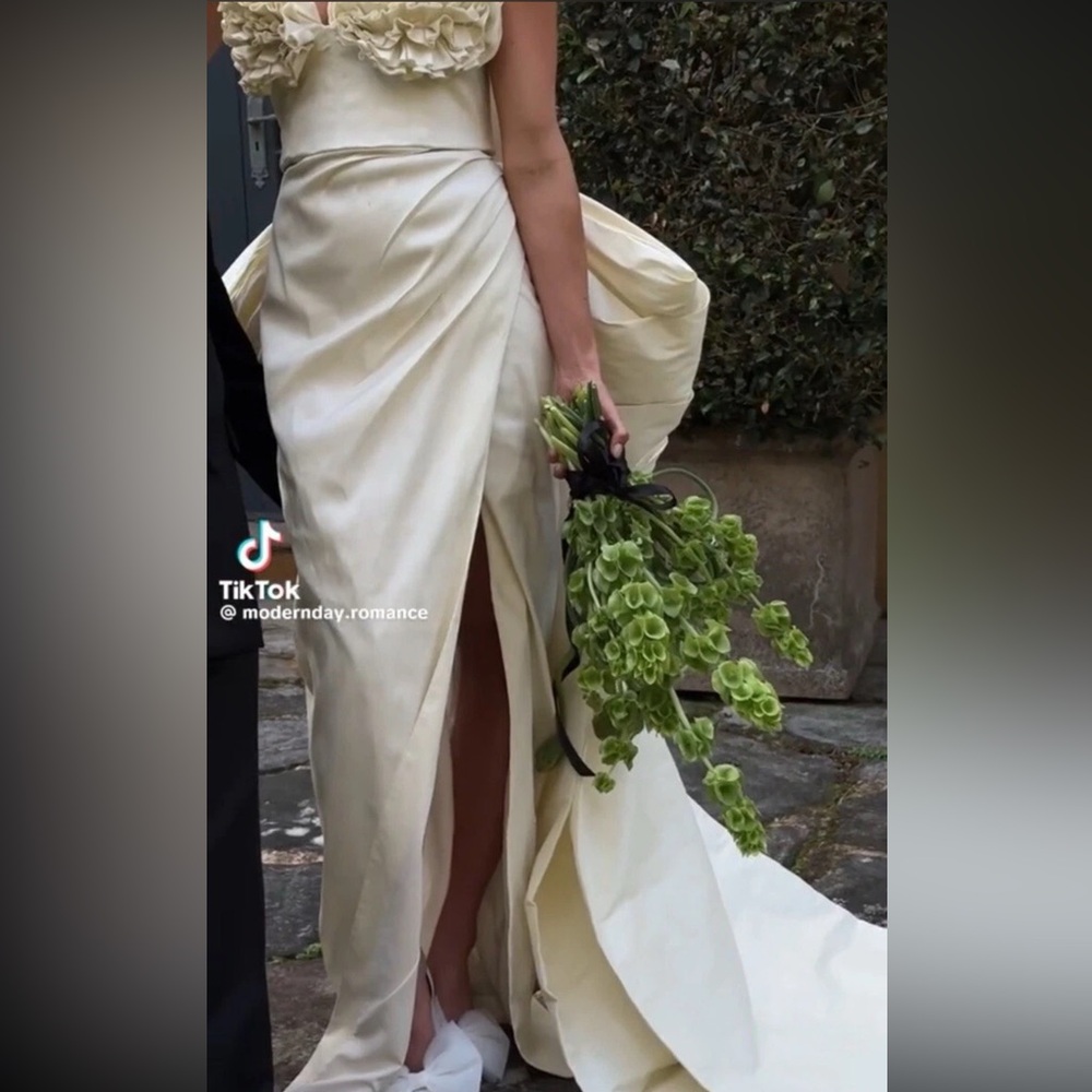 NWT Rachel Gilbert Romy Gown Dress Detachable Train Cream Ivory White